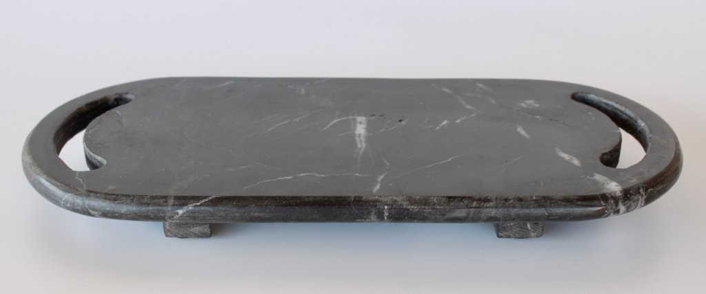 Black Marble Oval Board With Handles & Feet